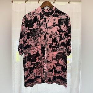 All Saints Pink and Black Graphic Shirt
